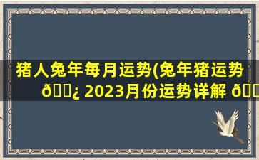 猪人兔年每月运势(兔年猪运势 🌿 2023月份运势详解 🐡 )